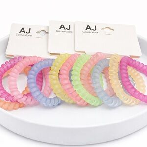 Spiral Hair Ties Bundle 3 Sets Frosted Pastel Colors